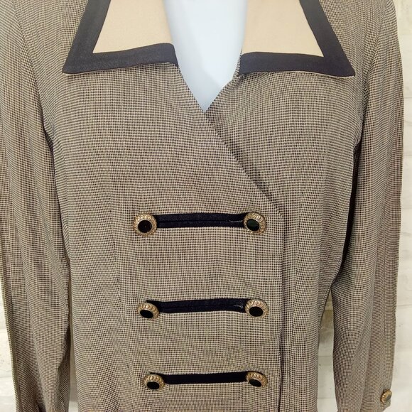 Vintage '80s Perceptions IreneB Blazer Top Border Collar Military-Style Lady(12) - Picture 5 of 14